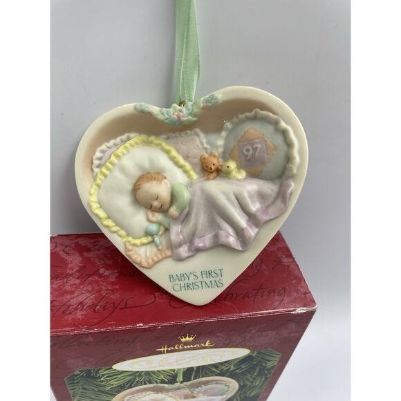 Vintage Hallmark Ornament Babys First Christmas 1997 Fine Porcelain Keepsake - Picture 2 of 6